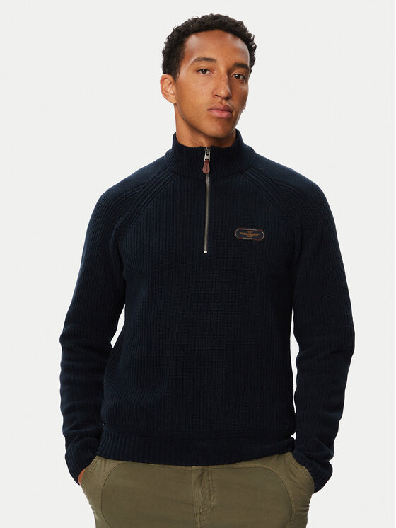 Aeronautica Militare Sweter 262MA1672UL00954 Granatowy Regular Fit