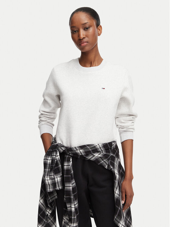 Tommy Jeans Bluza Flag DW0DW19959 Szary jasny Regular Fit