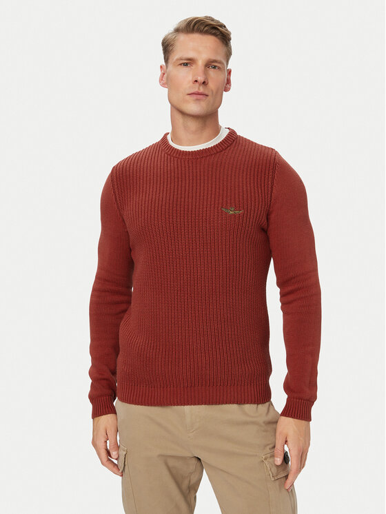 Aeronautica Militare Sweter 262MA1571UL00409 Czerwony Regular Fit