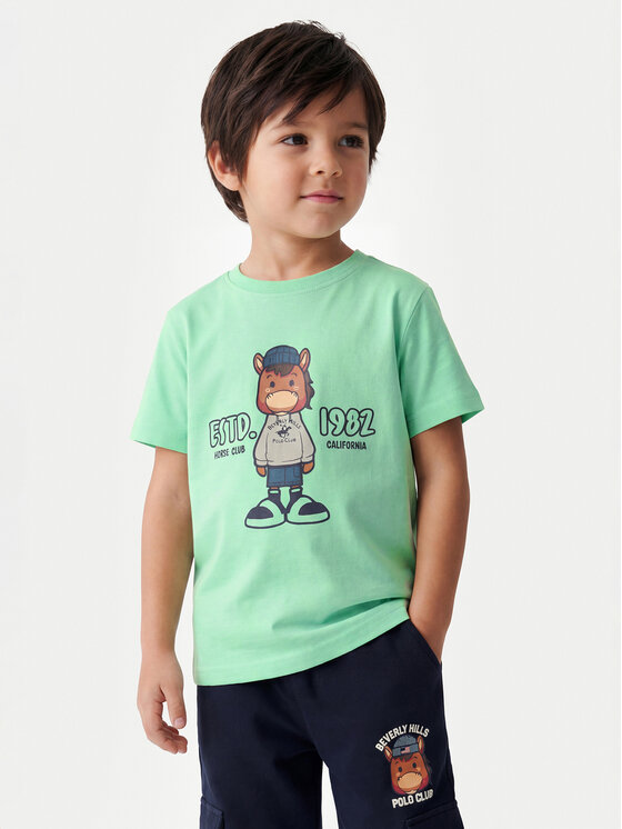 Beverly Hills Polo Club T-Shirt P-SS26B-TS0135 Zielony Regular Fit