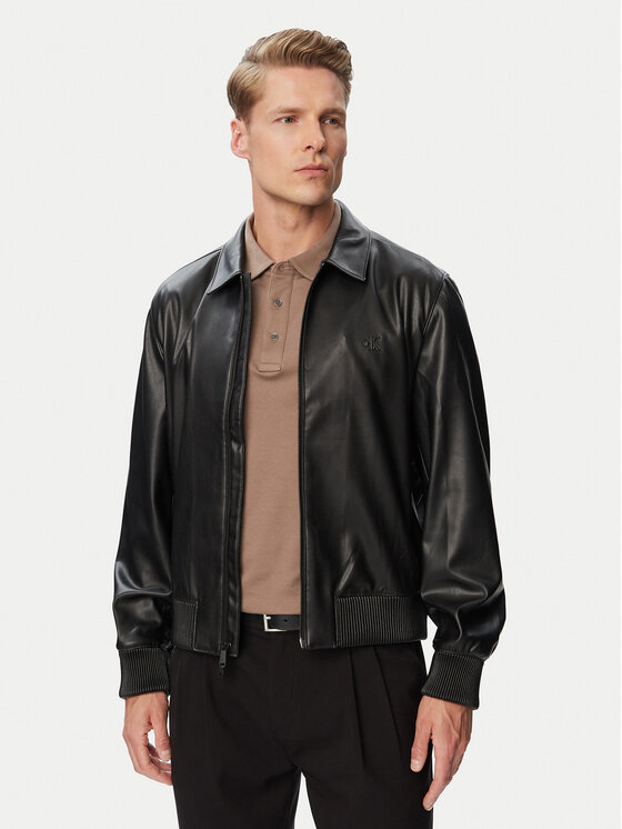 Calvin Klein Kurtka z imitacji skóry LV04RG406G Czarny Regular Fit