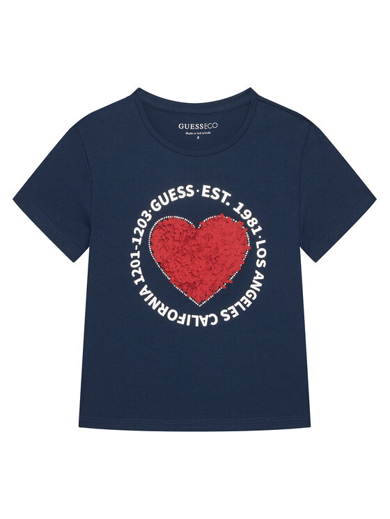 Guess T-Shirt J6RI24 K6YW4 Granatowy Regular Fit
