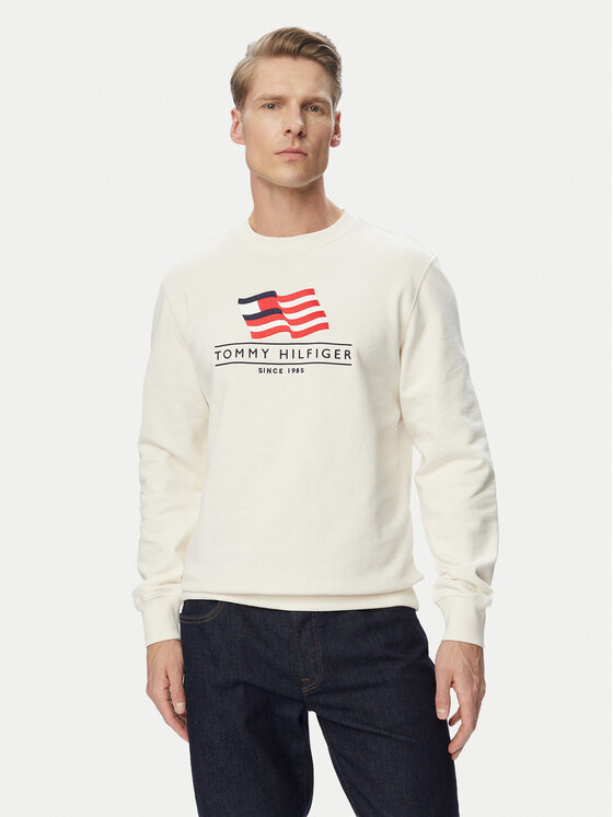 Tommy Hilfiger Bluza Main Flag MW0MW43383 Beżowy jasny Regular Fit