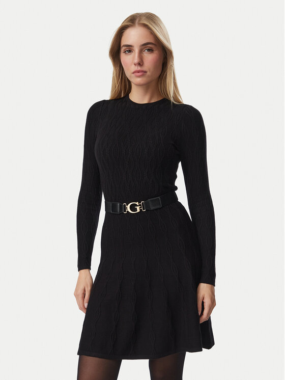 Guess Sukienka dzianinowa W6BK64 Z1569 Czarny Regular Fit