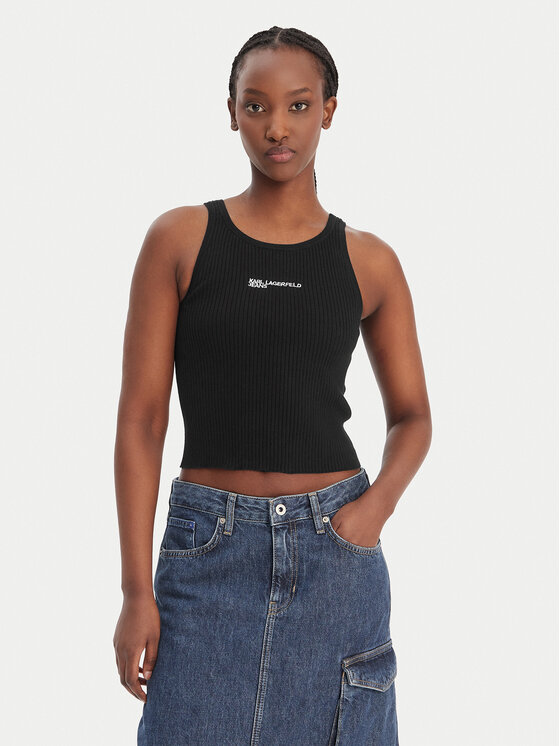 Karl Lagerfeld Jeans Top B1W18024 Czarny Slim Fit