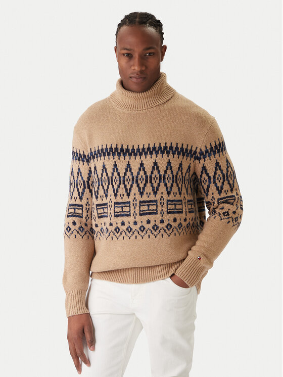 Tommy Hilfiger Golf Fairisle MW0MW40843 Beżowy Regular Fit