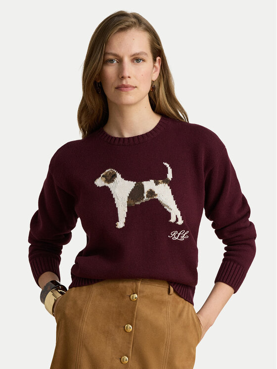 LAUREN RALPH LAUREN Sweter 200B27844001 Bordowy Relaxed Fit