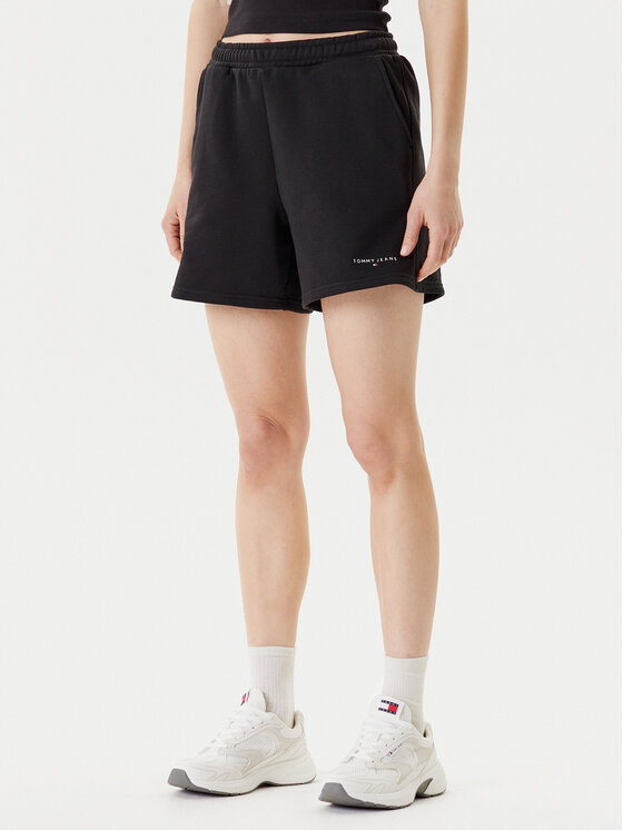 Tommy Jeans Szorty sportowe Linear DW0DW21152 Czarny Relaxed Fit