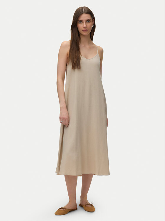 Vero Moda Sukienka letnia Emilo 10340519 Beżowy Loose Fit
