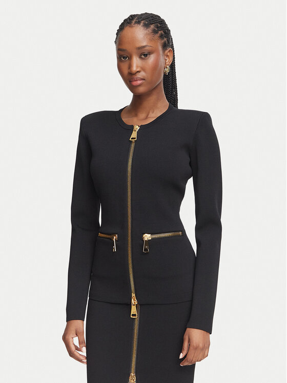 Elisabetta Franchi Marynarka MK-68B-66E2-V590 Czarny Slim Fit