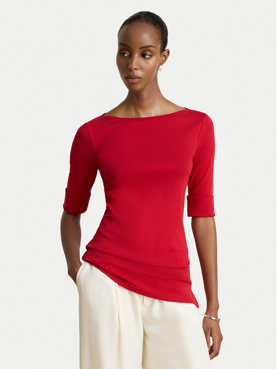 LAUREN RALPH LAUREN Bluzka 200654963197 Czerwony Slim Fit