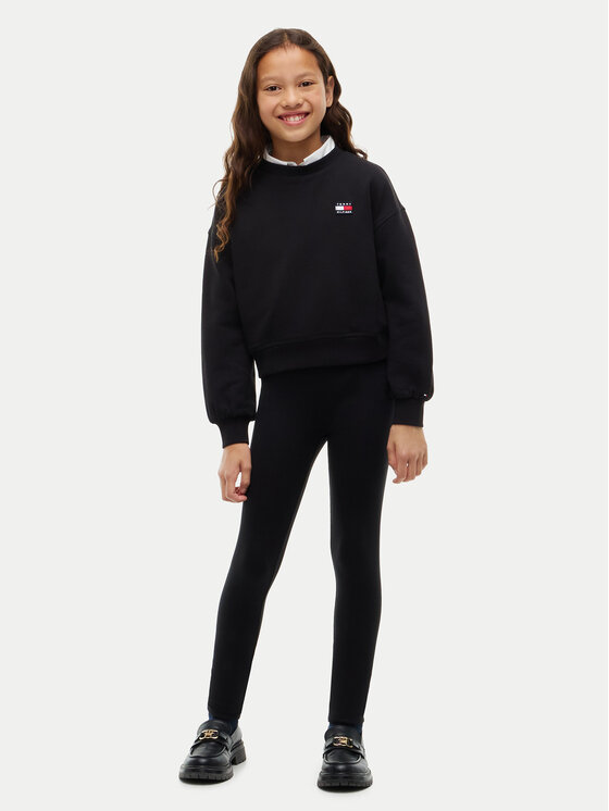 Tommy Hilfiger Komplet bluza i legginsy Heritage KG0KG09604 Czarny Regular Fit