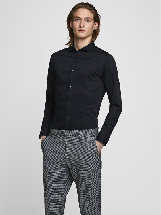 Jack & Jones Koszula Parma 12097662 Czarny Super Slim Fit