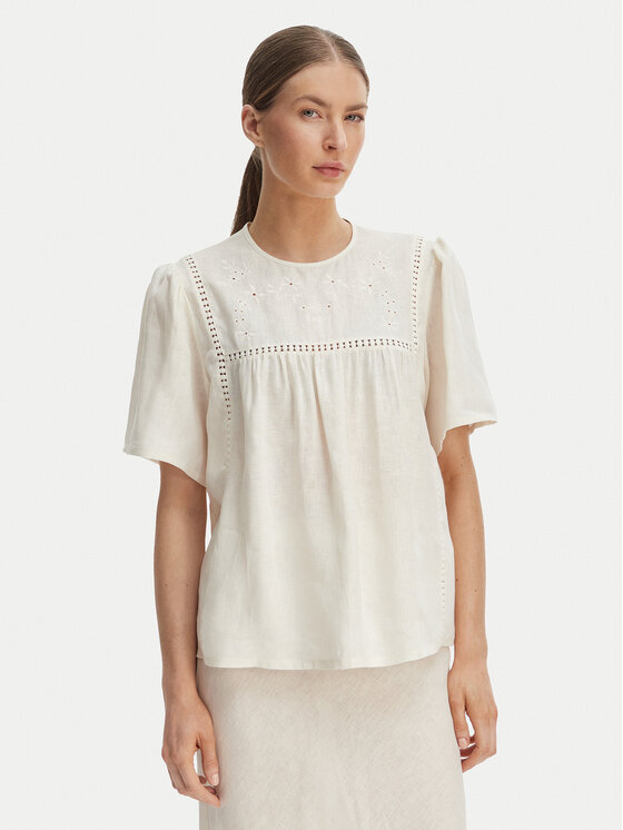 Weekend Max Mara Bluzka Bacino 2615941082 Écru Relaxed Fit