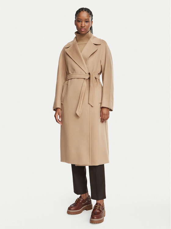 Weekend Max Mara Płaszcz wełniany Resina 2625016102 Brązowy jasny Regular Fit