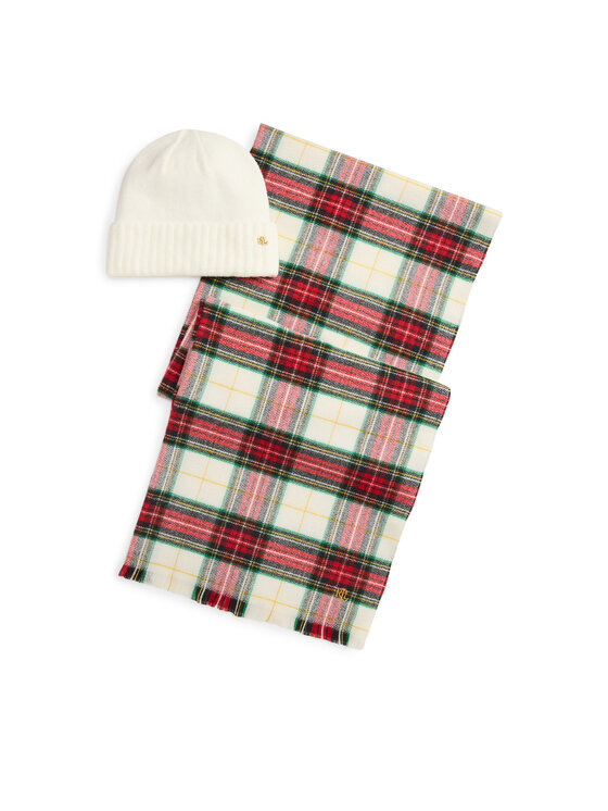 LAUREN RALPH LAUREN Zestaw szalik i czapka 454P23529002 Kremowy