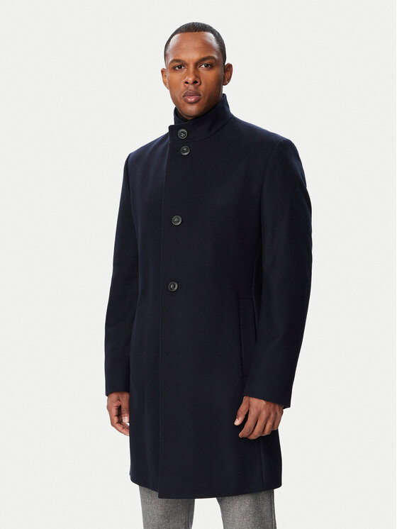 HUGO Płaszcz wełniany 50569223 Granatowy Regular Fit