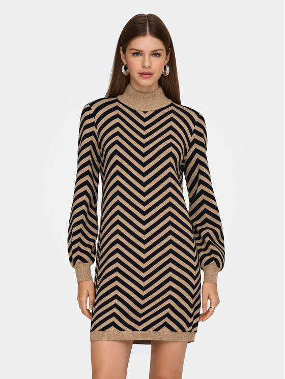 ONLY Sukienka dzianinowa Julia 15366284 Brązowy Regular Fit