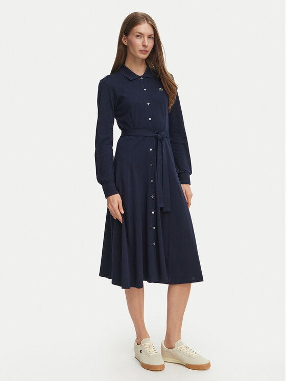 Lacoste Sukienka koszulowa EF5299 Granatowy Regular Fit