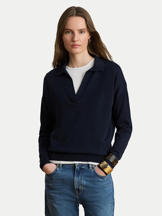 LAUREN RALPH LAUREN Sweter 200P14056003 Granatowy Regular Fit
