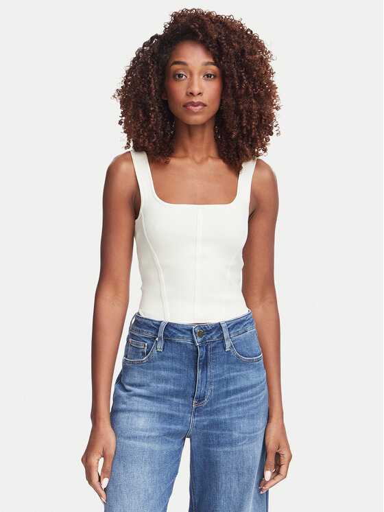 Guess Top W6YZ08 Z0979 Kremowy Slim Fit