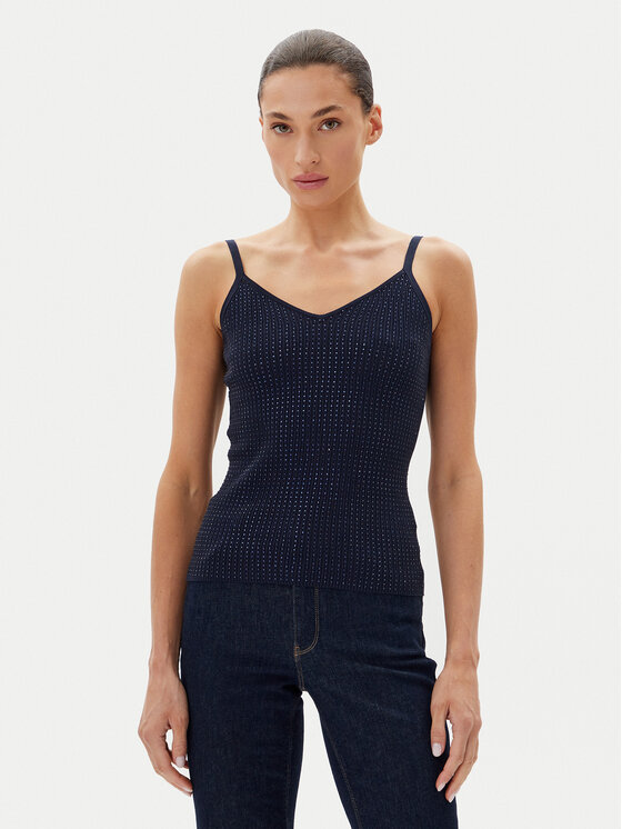 Fracomina Top FR25ST4006K410J9 Granatowy Slim Fit