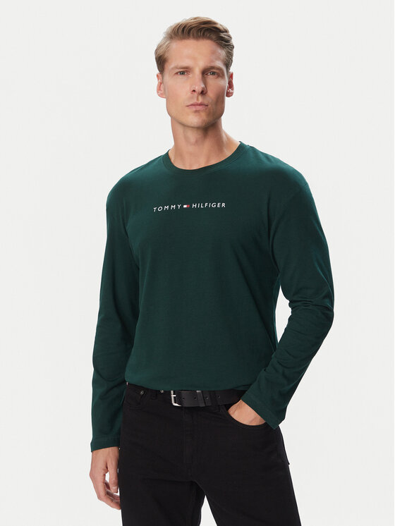 Tommy Hilfiger Longsleeve UM0UM04014 Zielony Regular Fit