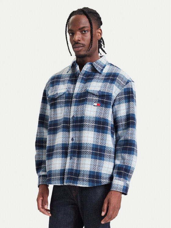 Tommy Jeans Kurtka koszulowa DM0DM23616 Granatowy Regular Fit