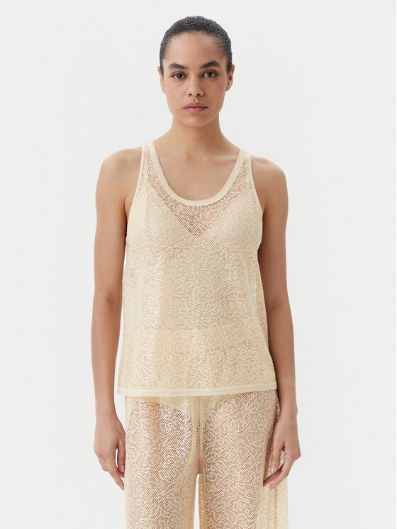 PINKO Top Waiting canottiera rete Beżowy Slim Fit