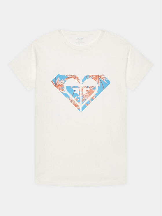 Roxy T-Shirt Day And Night ERGZT03954 Biały Regular Fit