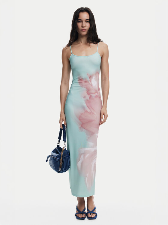 Desigual Sukienka letnia Lyon 25SWVK44 Turkusowy Regular Fit