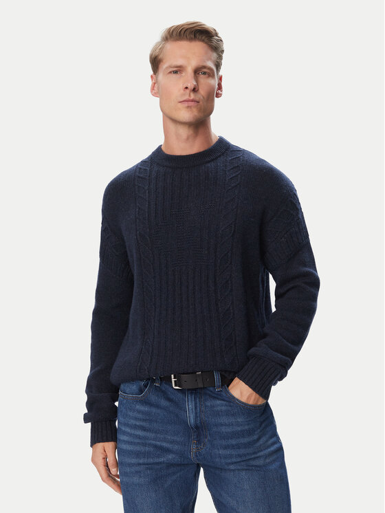 Calvin Klein Jeans Sweter LV04RJ303G Granatowy Regular Fit