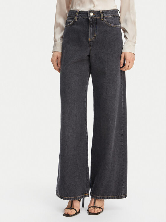 Marella Jeansy Emme by Marella Drago 2615181121 Czarny Wide Leg