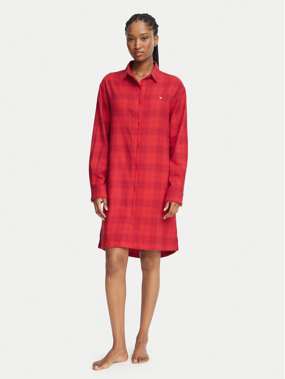 HUGO Koszula nocna Flannel Nighty 50570219 Czerwony Relaxed Fit