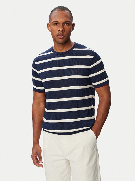 Tommy Hilfiger Sweter Breton MW0MW43942 Granatowy Regular Fit