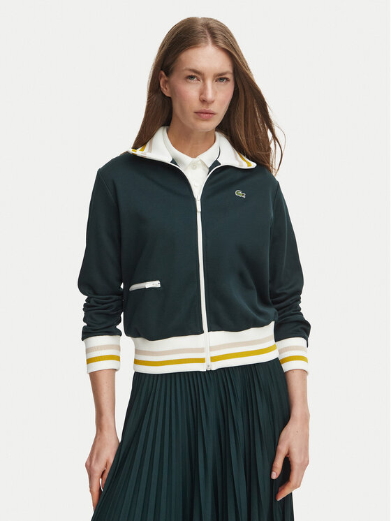 Lacoste Bluza SF5252 Zielony ciemny Regular Fit