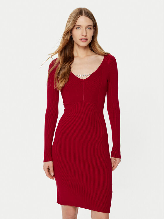 Guess Sukienka dzianinowa W5RK07 Z2YJ2 Czerwony Regular Fit