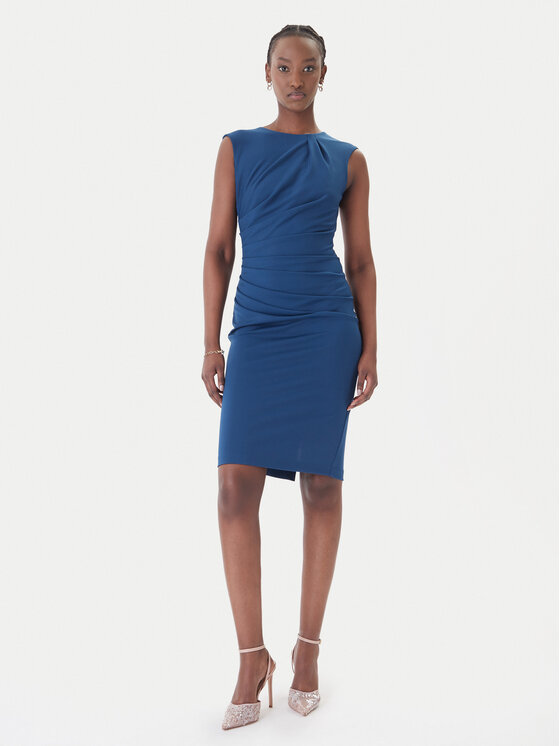 Rinascimento Sukienka koktajlowa CFC0127683003 Niebieski Slim Fit