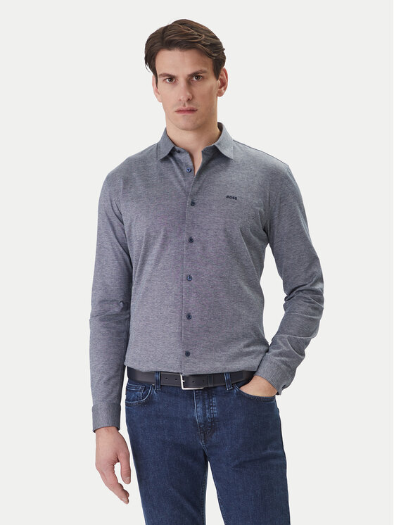 BOSS Koszula Mysoft 50519748 Granatowy Slim Fit