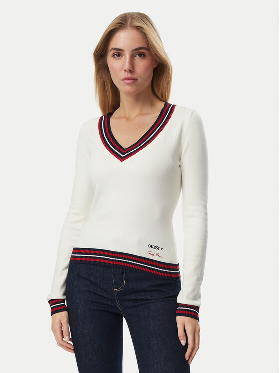 Guess Sweter W6BR89 Z2276 Kremowy Regular Fit