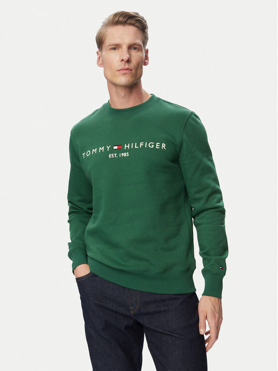 Tommy Hilfiger Bluza Logo MW0MW11596 Zielony ciemny Regular Fit