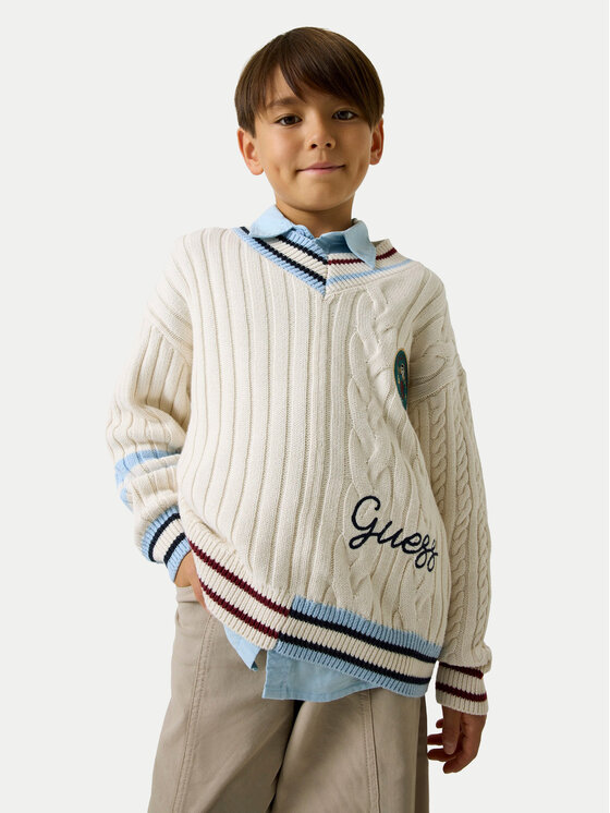 Guess Sweter L6YR14 Z0892 Kremowy Regular Fit