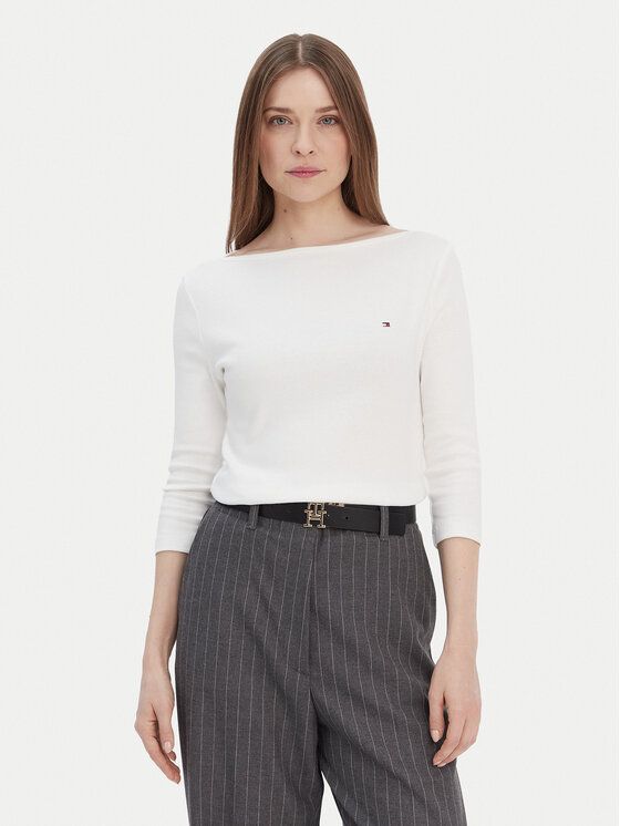 Tommy Hilfiger Bluzka New Cody WW0WW40589 Écru Slim Fit