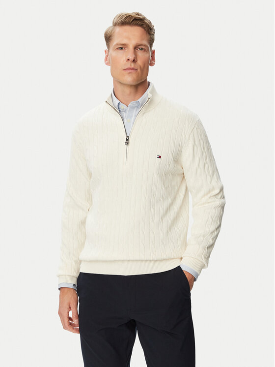 Tommy Hilfiger Sweter Classic MW0MW36532 Kremowy Regular Fit