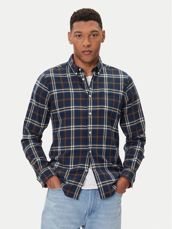Barbour Koszula Crossfell MSH4995BL33 Granatowy Tailored Fit