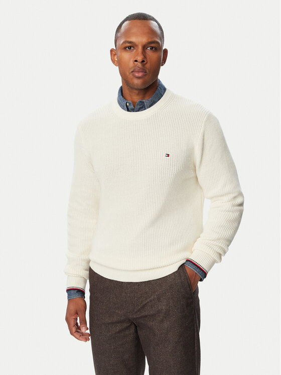 Tommy Hilfiger Sweter MW0MW41516 Kremowy Regular Fit