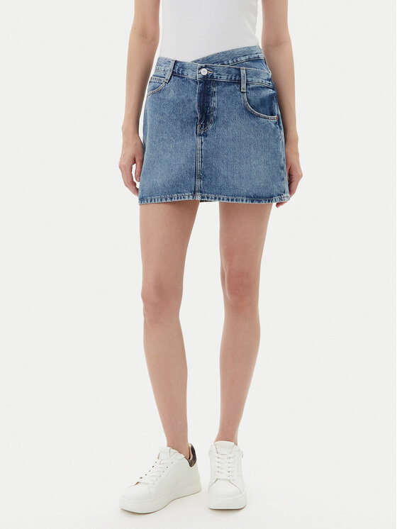 Guess Spódnica jeansowa W5YD1C D5QKB Granatowy Regular Fit