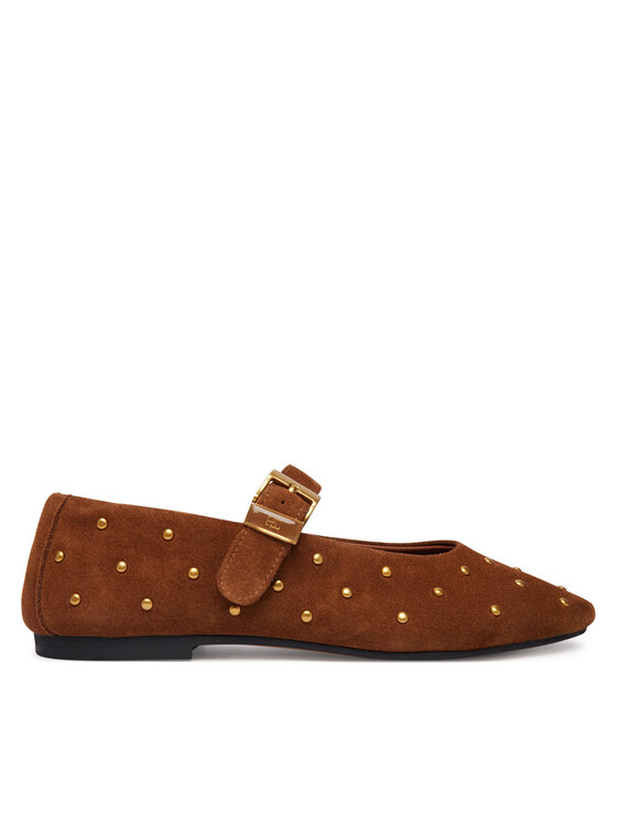 Tommy Hilfiger Baleriny Th Buckle Suede Stud Ballerina FW0FW09666 Brązowy
