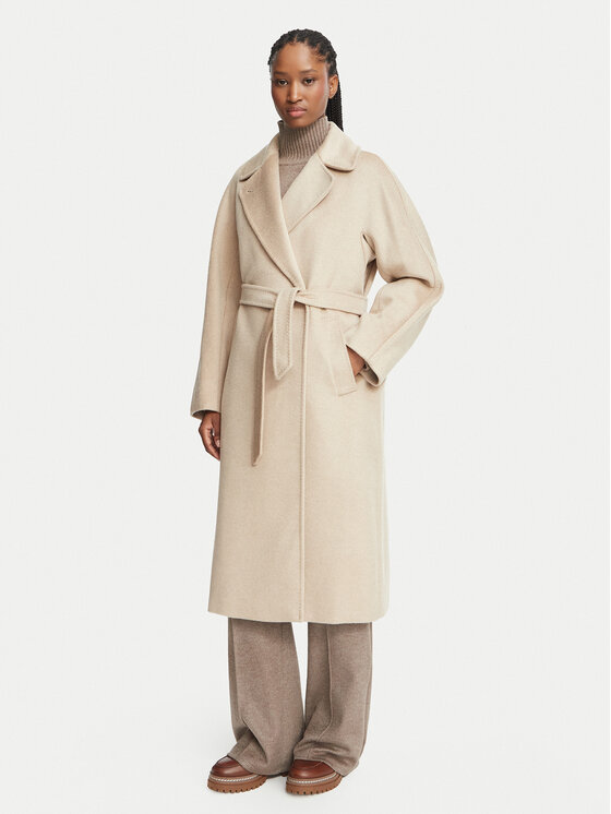 Weekend Max Mara Płaszcz wełniany Resina 2625016102 Beżowy Regular Fit