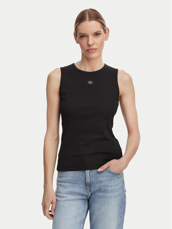 Calvin Klein Jeans Top LV047F246G Czarny Slim Fit